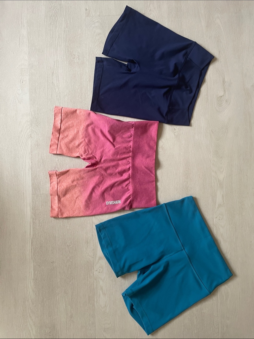 2 Gymshark, 1 Lululemon gym shorts.